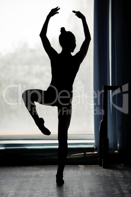 Ballerina silhouette dancing