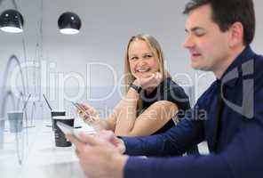 Businessman and woman in a meeting