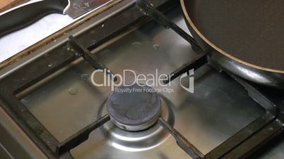 Lard Heated in a Frying Pan, closeup