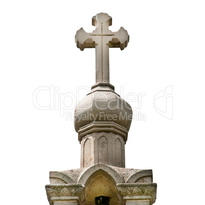 stone cross isolated on a white background