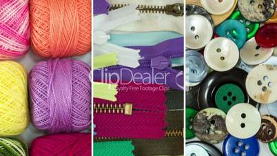 Sewing Thread Buttons and Zippers Crafting Collage