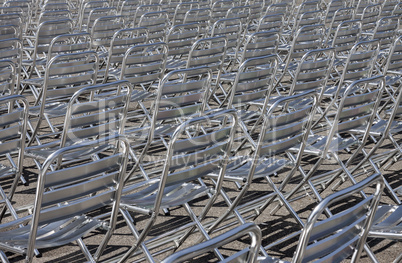 Metal chair rows