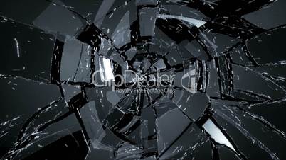 Glass Scattered and Shattered with slow motion. Alpha