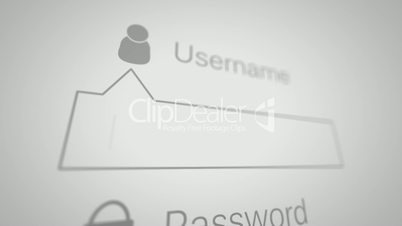 Typing password on Login page. Shallow Depth of Field.