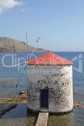 Windmühle auf der Insel Leros, Griechenland