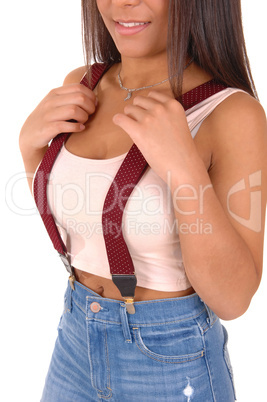 Girl with red suspender