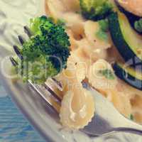 Farfalle pasta with zucchini and broccoli