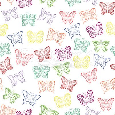 Seamless pattern with colorful butterflies