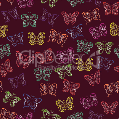 Seamless pattern with gradient butterflies