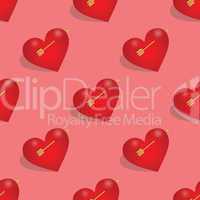 Seamless pattern of hearts with arrow