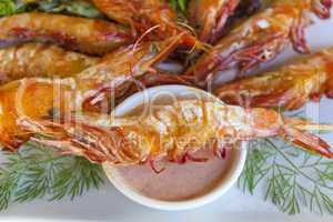 Grilled Skewered Shrimps