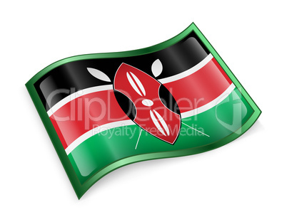 Kenya Flag Icon, isolated on white background.