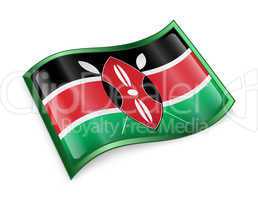 Kenya Flag Icon, isolated on white background.