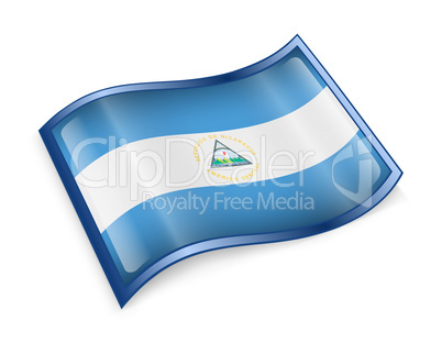 Nicaragua Flag Icon, isolated on white background.