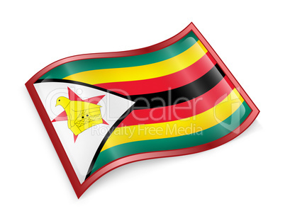 Zimbabwe Flag Icon, isolated on white background.