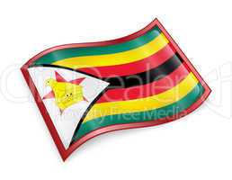 Zimbabwe Flag Icon, isolated on white background.