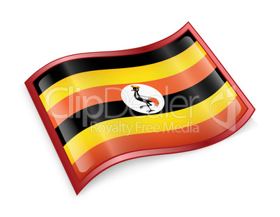 Uganda Flag icon, isolated on white background.