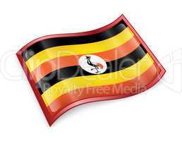 Uganda Flag icon, isolated on white background.