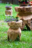 Typical wood rustic garden flower support