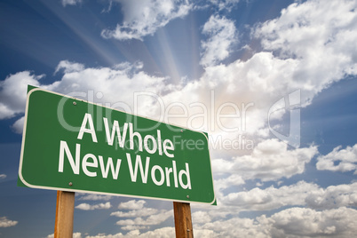 A Whole New World Green Road Sign