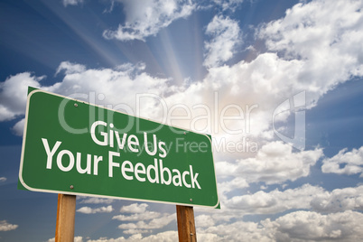 Give Us Your Feedback Green Road Sign
