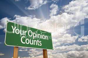 Your Opinion Counts Green Road Sign