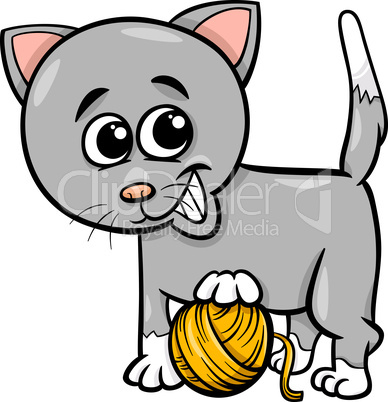 cat with yarn cartoon illustration