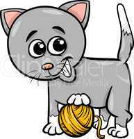 cat with yarn cartoon illustration