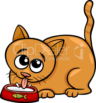 cat drinking milk cartoon illustration