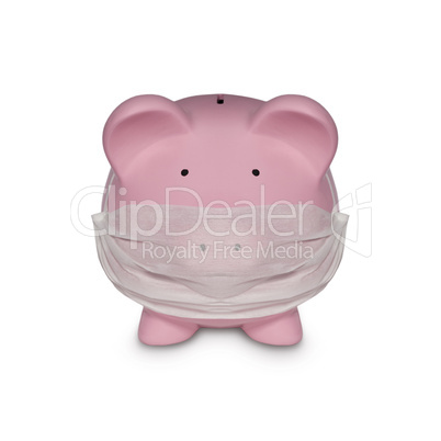 Sparschwein mit Mundschutz als Symbol für Pharma Kosten