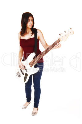 Woman playing guitar.