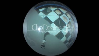 globe on a checkerboard background