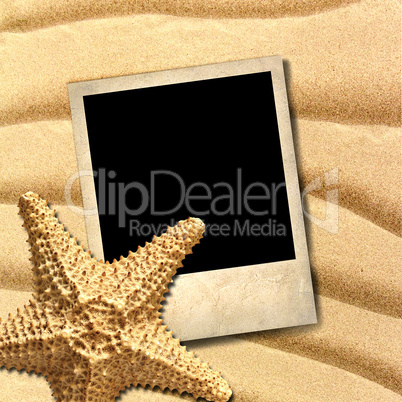 Photo of an old style decorated starfish on a background of sea