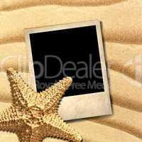 Photo of an old style decorated starfish on a background of sea
