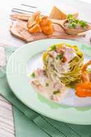 ,,tagliatelle con Spinaci,, with chanterelles