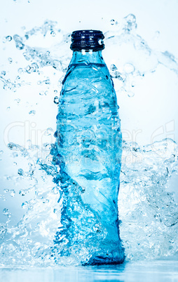 Bottle of water splash