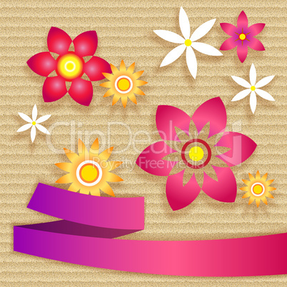Card with simple flowers and ribbon
