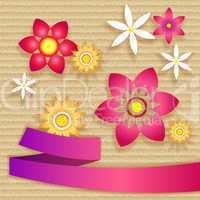 Card with simple flowers and ribbon