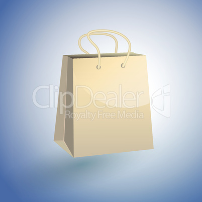 Paper Shopping Bag on blue background