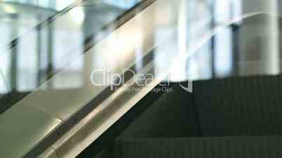 Close-up shot of escalator going up