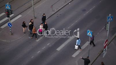 People crossing the road on zebra, Tallin