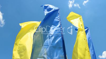 blue and yellow flags