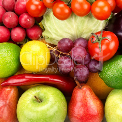 bright background  of vegetables and fruits