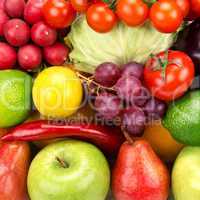 bright background  of vegetables and fruits