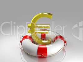 Euro sign in the lifebuoy