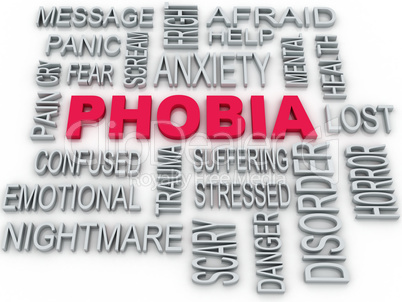 3d Phobia symbol conceptual design isolated on white. Anxiety di