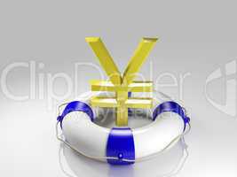Yen sign in the lifebuoy