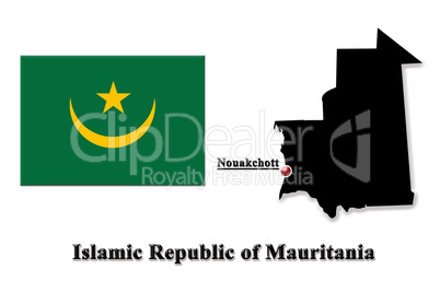 Map of Islamic Republic of Mauritania in English