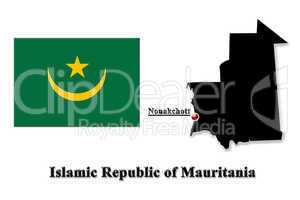 Map of Islamic Republic of Mauritania in English