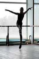 Ballet dancer in arabesque position